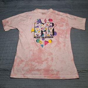 MTV Youth Graphic T-Shirt Size XL Pink Tie Dye